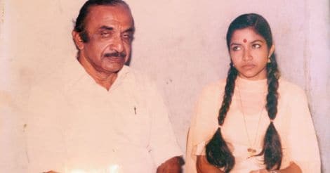 K S Chitra with father Krishnan Nair