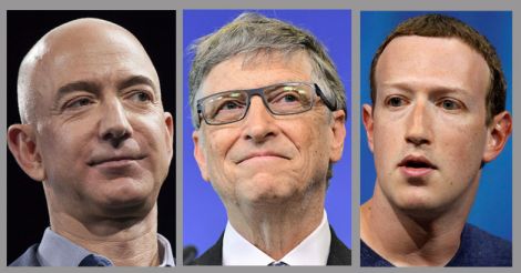 Jeff Bezos, Bill Gates and Mark Zuckerberg