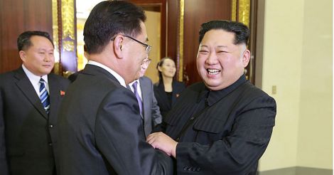 Kim Jong-Un and Chung Eui-yong