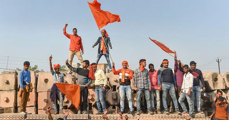 Ram temple protest in Ayodhya