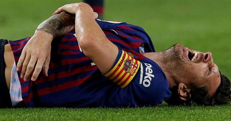 Messi after sustaining an injury