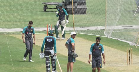 Pakistani cricketers' practise session 