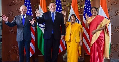 Sushma Swaraj, Nirmala Sitharaman, Mike Pompeo and James Mattis 