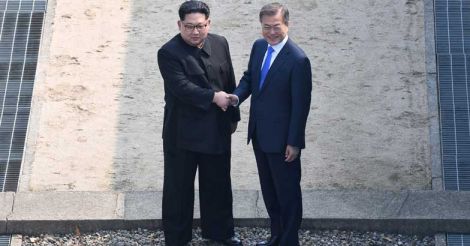 Kim Jong Un with Moon Jae-in during visit to South Korea