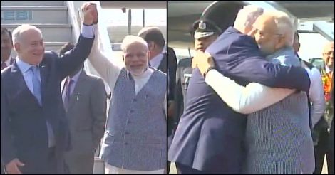 Prime minister Narendra Modi welcomes counterpart Benjamin Netanyahu