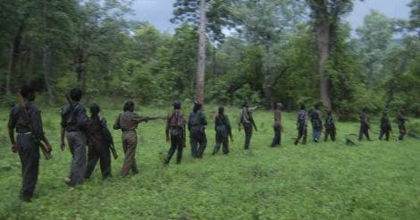 Maoist rebels patrolling
