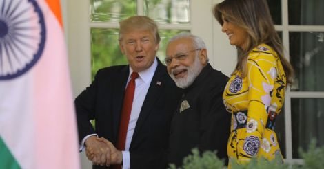 Donald Trump, Narendra Modi, Melania Trump