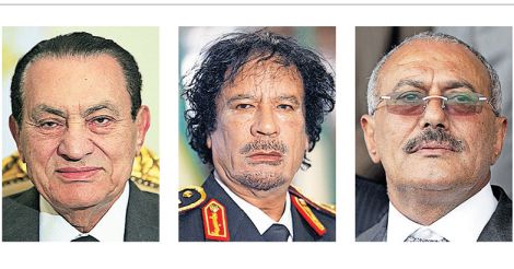 Hosni Mubarak, Muammar Gaddafi, Ali Abdullah Saleh