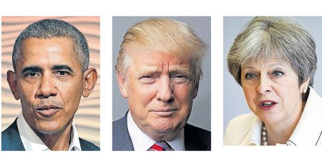 Barak Obama, Donald Trump, Theresa May