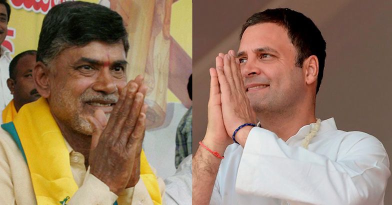 Image result for Chandrababu Naidu with Rahul Gandhi