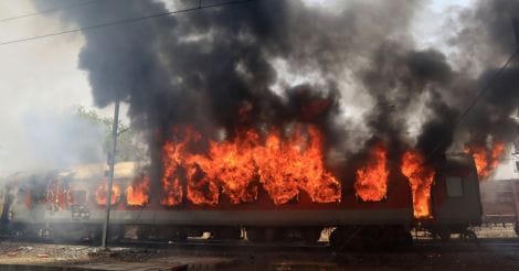 Train on fire in Gwalior