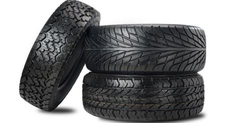 Three black tires