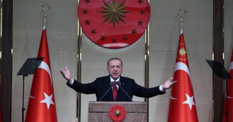 ANKARA, July 16, 2018 (Xinhua) -- Turkish President Recep Tayyip Erdogan makes a speech during a commemoration event marking the second anniversary of the defeated failed coup in 2016 in Ankara, Turkey, July 15, 2018. (Xinhua/IANS)