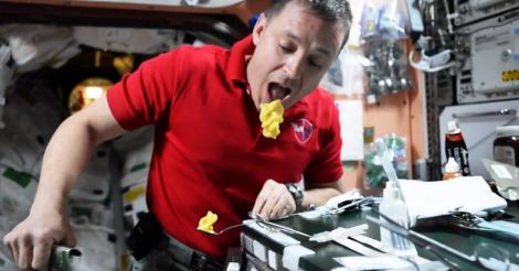 eating pudding in space
