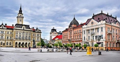 View of central square of Novi Sad city, Serbia View of central square of Novi Sad city, Serbia