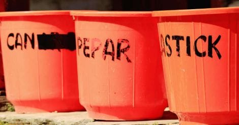 Plastic waste bins. Pitam Deurali-Nepal. 0551