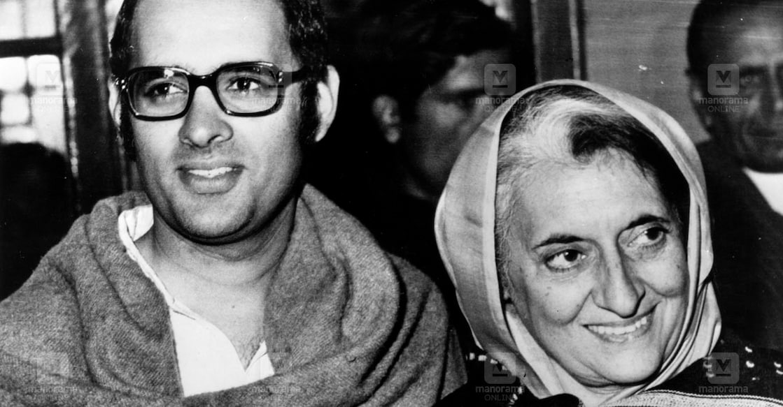97n/22/huty/7157/19 Indian prime minister Indira Gandhi (1917-1984) with her younger son Sanjay (1946 - 1980), 8th January 1980.(Photo by Keystone/Getty Images)
