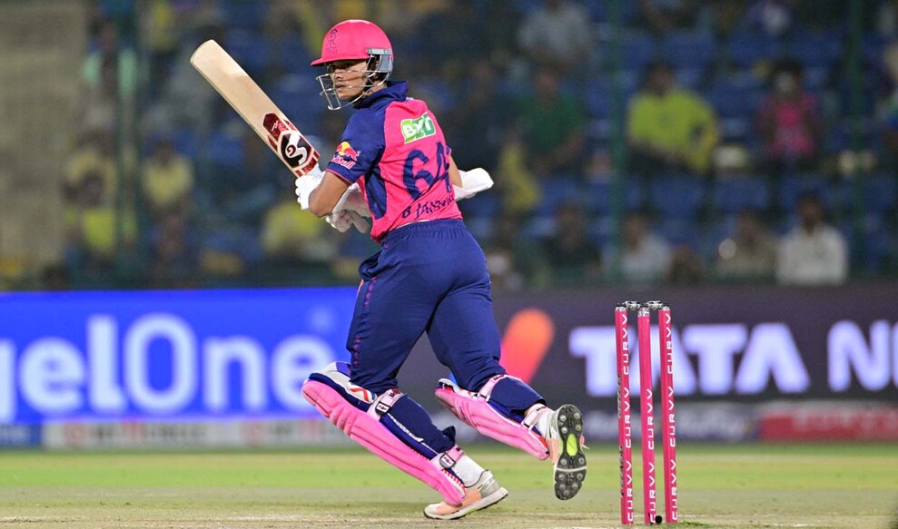  Rajasthan Royals's Yashasvi Jaiswal plays a changeable  during the IPL 2025 cricket lucifer  betwixt  Chennai Super Kings and Rajasthan Royals astatine  the Arun Jaitley Stadium, successful  New Delhi,    @ Rahul R Pattom 