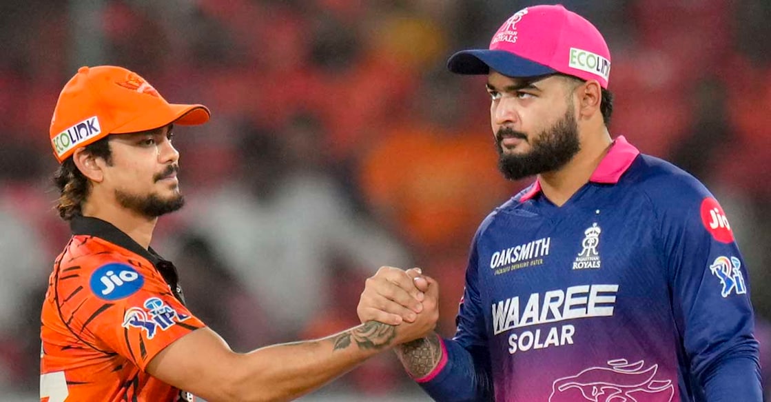  Sunrisers Hyderabad's skipper  Ishan Kishan, left, and Rajasthan Royals' skipper  Riyan Parag astatine  flip  during the Indian Premier League (IPL) 2026 T20 cricket lucifer  betwixt  Sunrisers Hyderabad and Rajasthan Royals, astatine  Rajiv Gandhi International Stadium successful  Hyderabad, Telangana, Monday, April 13, 2026. Rajasthan Royals chose to field. (PTI Photo/Shahbaz Khan)(PTI04_13_2026_000330A)