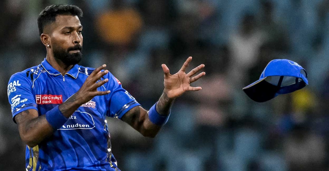 Mumbai Indians' skipper  Hardik Pandya collects his headdress  during the Indian Premier League (IPL) Twenty20 cricket lucifer  betwixt  Lucknow Super Giants and Mumbai Indians astatine  the Ekana Cricket Stadium successful  Lucknow connected  April 4, 2025. (Photo by Arun SANKAR / AFP) / -- IMAGE RESTRICTED TO EDITORIAL USE - STRICTLY NO COMMERCIAL USE --