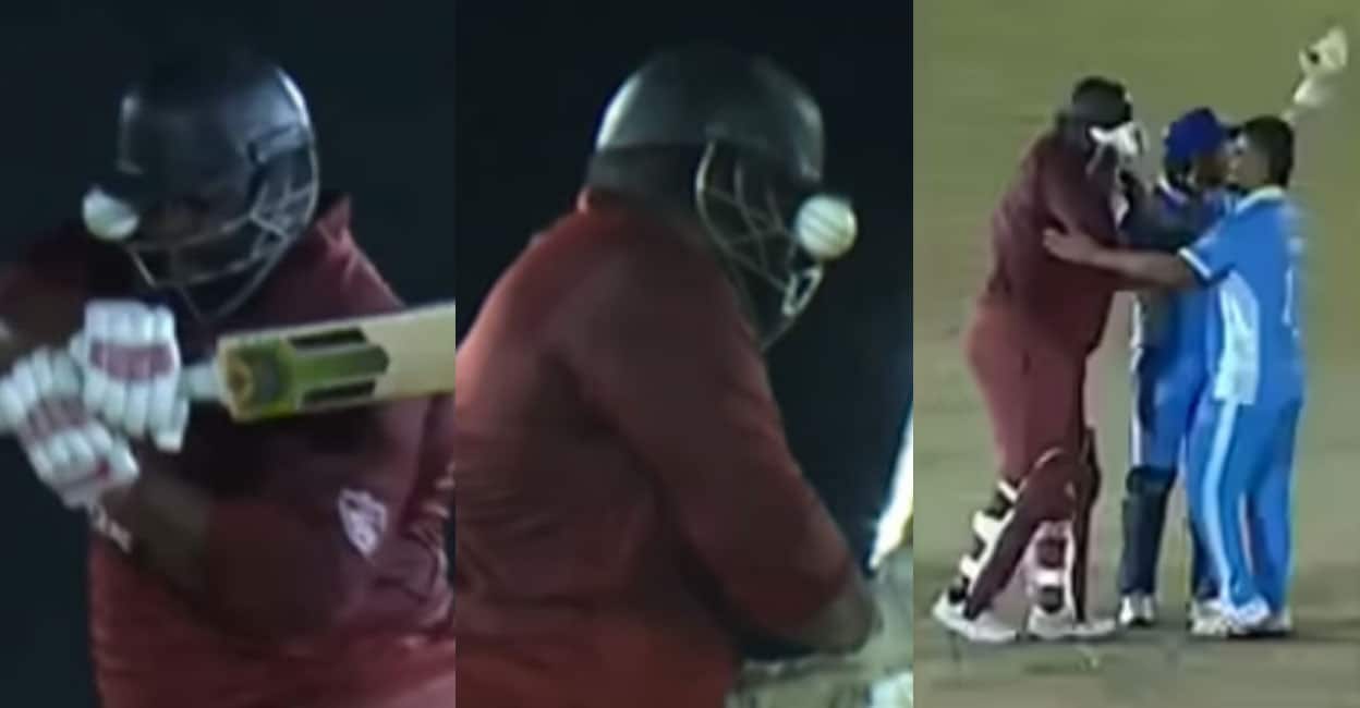 ഹെൽമറ്റിൽ തറച്ചിരുന്ന് പന്ത്, വിൻഡീസ് ബാറ്റർ ‘ജസ്റ്റ് എസ്കേപ്’; ‘ബോൾ ഓക്കെ’ ആണോയെന്ന് കമന്റേറ്ററുടെ പരിഹാസം– വിഡിയോ