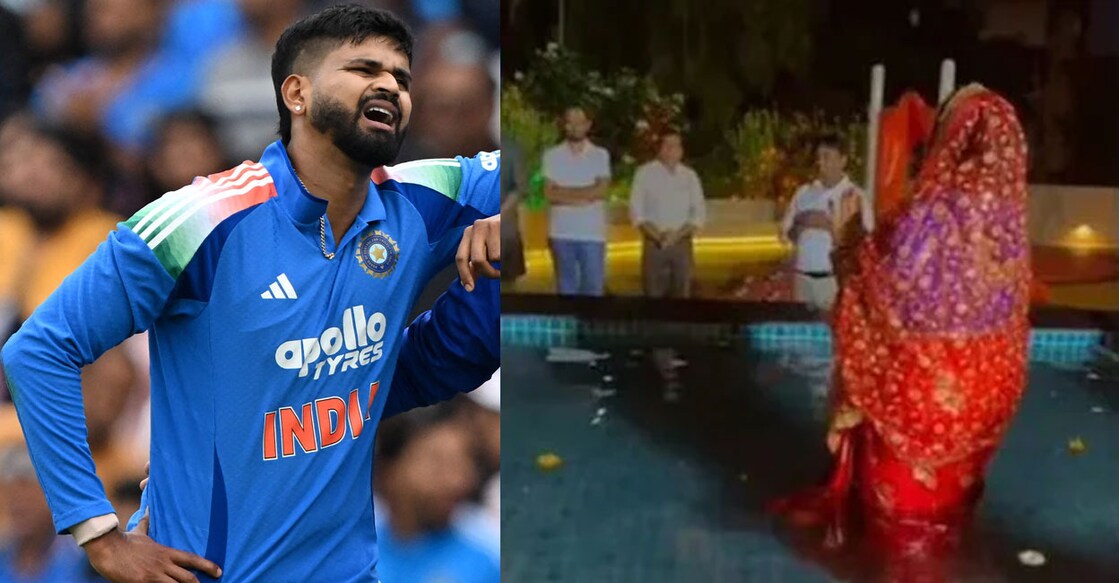 പരുക്കേറ്റ ശ്രേയസ് അയ്യർ ഡ്രസിങ് റൂമിലേക്കു മടങ്ങുന്നു.  (Photo by Saeed KHAN / AFP), ശ്രേയസിന്റെ രോഗശാന്തിക്കായി ഛഠ് പൂജയ്ക്കിടെ പ്രത്യേക പ്രാർഥന നടത്തുന്ന സൂര്യകുമാർ യാദവിന്റെ അമ്മ (X/@mufaddal_vohra)