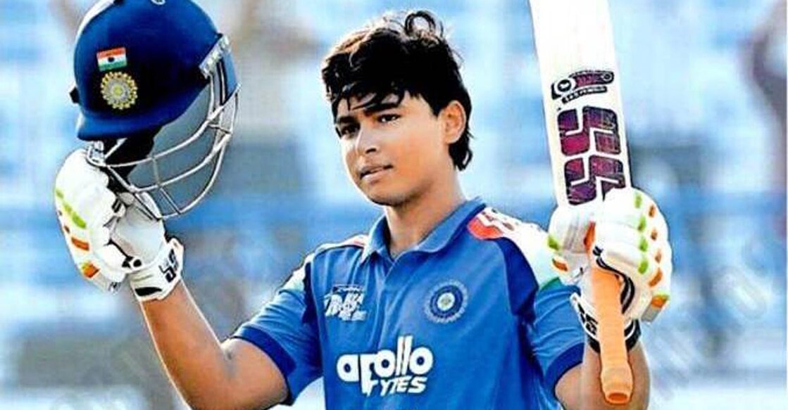 സെഞ്ചറി നേടിയ വൈഭവ് സൂര്യവംശിയുടെ ആഹ്ലാദം.