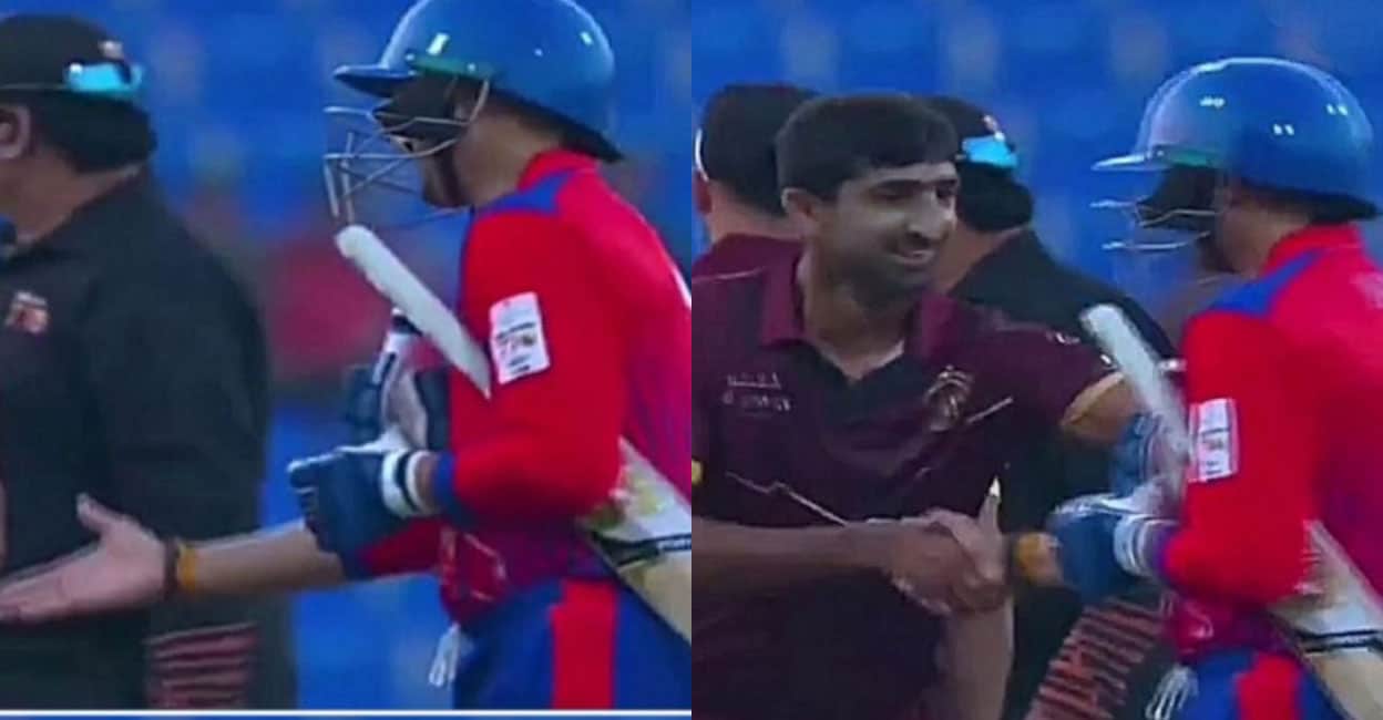 പാക്കിസ്ഥാനെ ബഹിഷ്കരിച്ച ഇന്ത്യൻ ടീം അംഗം; ടി10 ലീഗിൽ പാക്ക് താരവുമായി ഹര്‍ഭജൻ സിങ്ങിന്റെ ഹസ്തദാനം