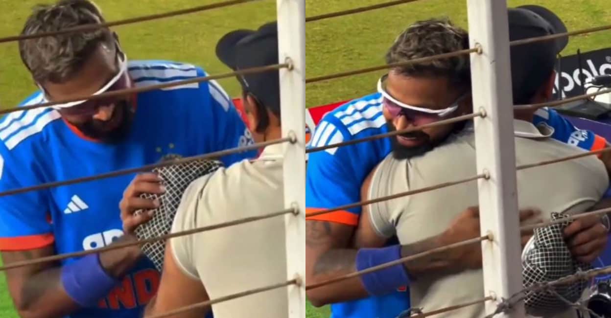 ക്രീസ് വിട്ടിറങ്ങി പാണ്ഡ്യയുടെ സിക്സർ, പന്തുകൊണ്ട് ക്യാമറാമാനു പരുക്ക്, മത്സരത്തിനു ശേഷം ഓടിയെത്തി കെട്ടിപ്പിടിച്ച് സൂപ്പർ താരം- വിഡിയോ