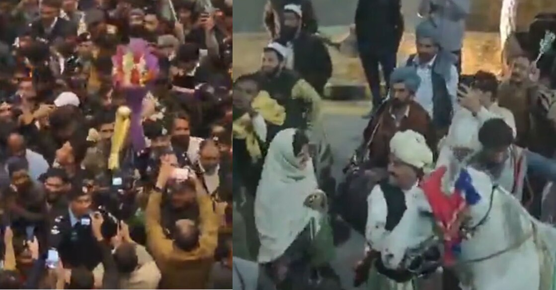  അണ്ടർ 19 ഏഷ്യാ കപ്പ് കിരീടം നേടിയ പാക്കിസ്ഥാൻ ടീമിന് ഇസ്‌ലാ‌മാബാദിൽ നൽകിയ സ്വീകരണത്തിൽനിന്ന്.  (വിഡിയോ ദൃശ്യങ്ങളിൽനിന്ന്)