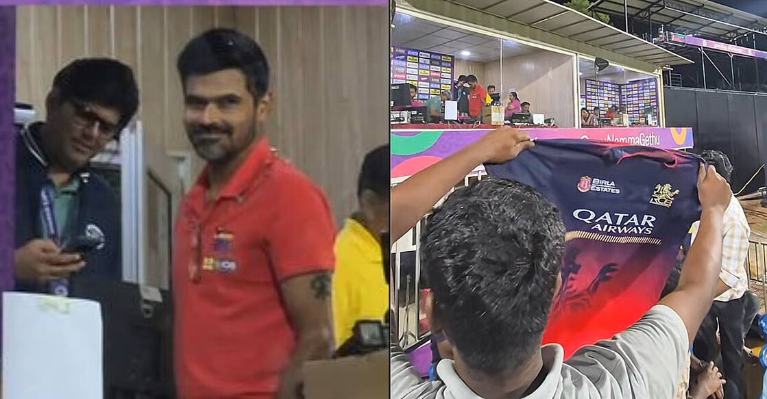 ബദരീനാഥിനു മുന്നിൽ ആർസിബി ജഴ്സി ഉയർത്തിക്കാട്ടുന്ന ആരാധകൻ (വിഡിയോ ദൃശ്യം)