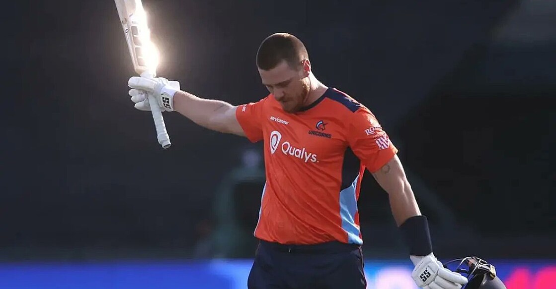 Finn Allen celebrates his century