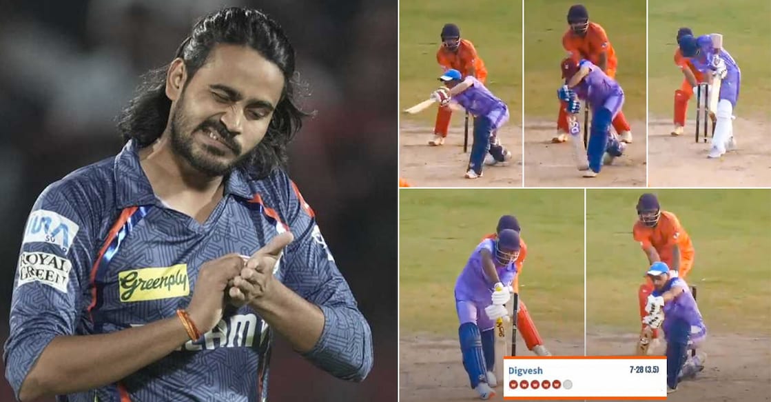 digvesh-rathi-5-wickets ദിഘ്വേഷ് രതി ലക്നൗ സൂപ്പർ ജയന്റ്സ് ജഴ്സിയിൽ, ദിഗ്വേഷ് വീഴ്ത്തിയ അഞ്ച് വിക്കറ്റുകൾ