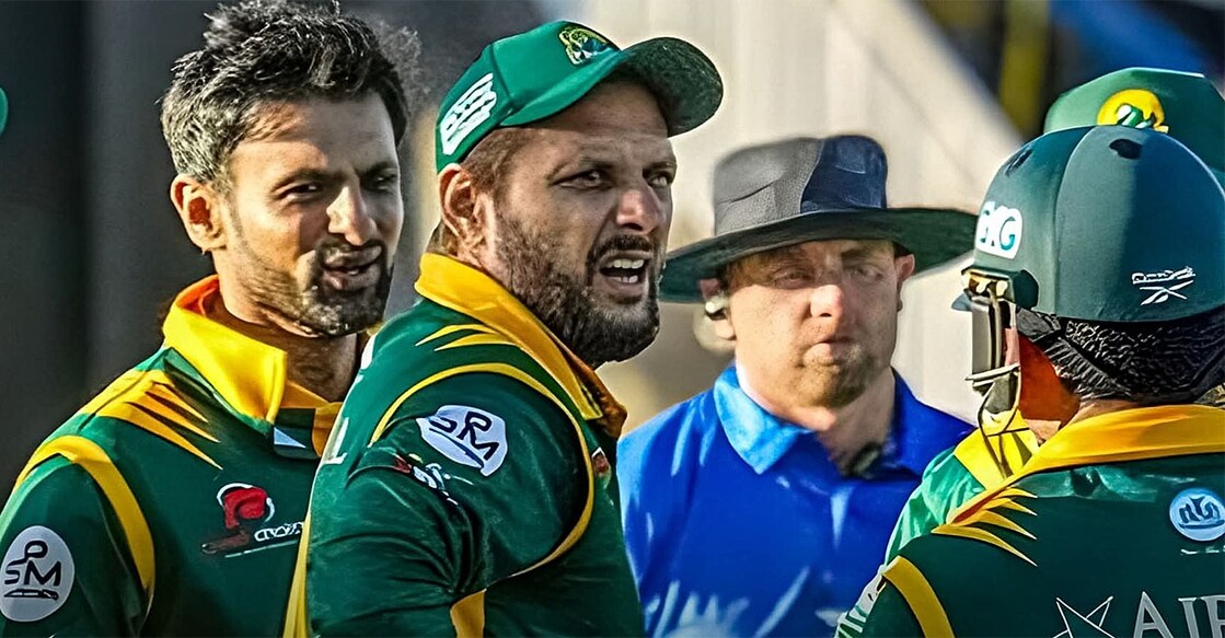 പാക്കിസ്ഥാൻ താരങ്ങളായ ശുഐബ് മാലിക്, ഷാഹിദ് അഫ്രീദി തുടങ്ങിയവർ (X/@SarojPajiyar)