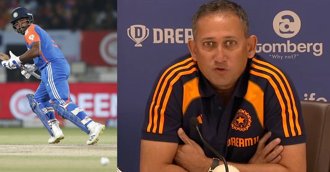 സഞ്ജു സാംസൺ, അജിത് അഗാർക്കർ (X/@BCCI)