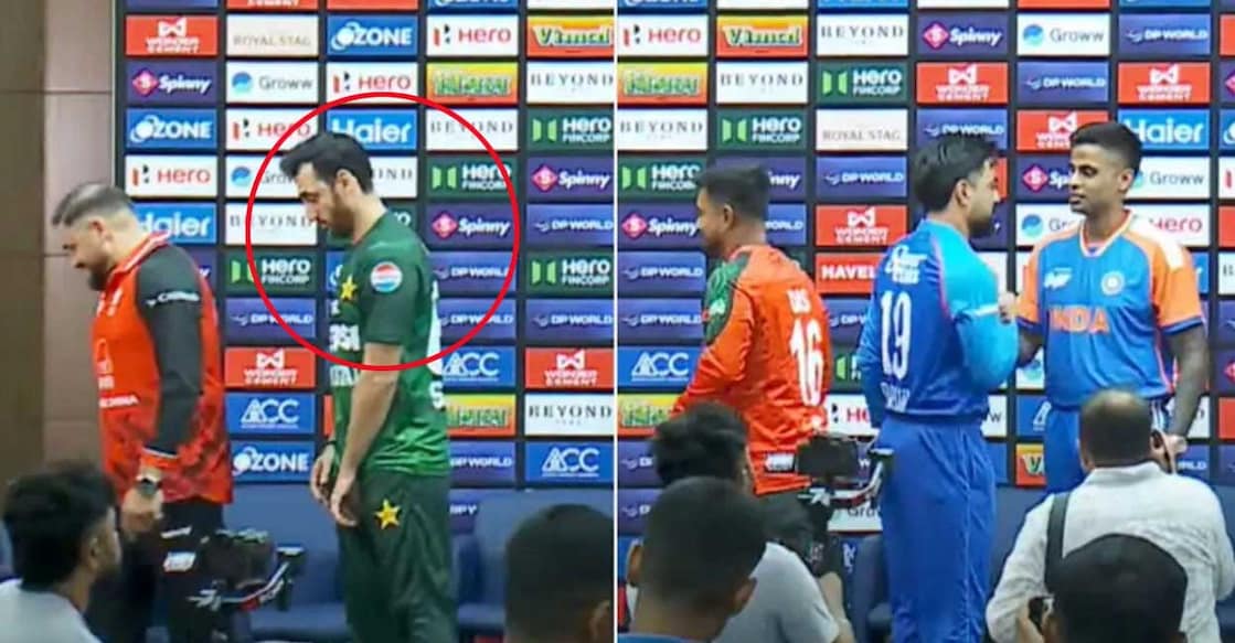 പാക്കിസ്ഥാൻ ക്യാപ്റ്റൻ സൽമാൻ ആഗ വേദി വിടുന്നു.