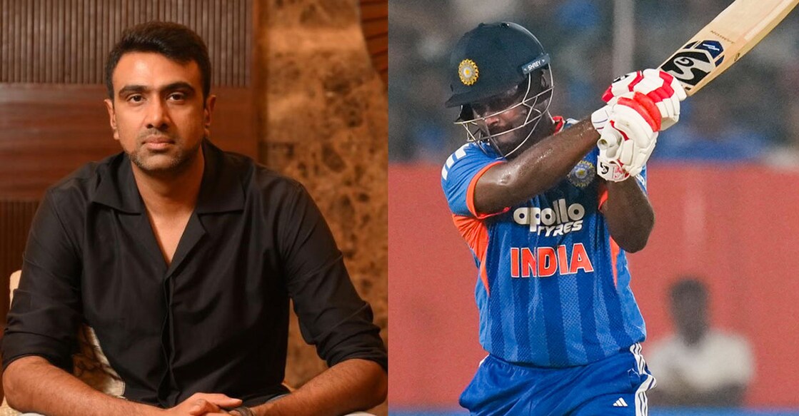 ആർ.അശ്വിൻ (X), സഞ്ജു സാംസൺ(PTI Photo/Shailendra Bhojak)