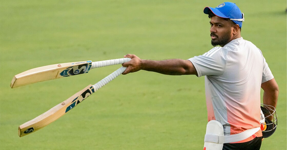 ന്യൂസീലൻഡിനെതിരായ അഞ്ചാം ട്വന്റി20 മത്സരത്തിനു മുന്നോടിയായി കാര്യവട്ടം ഗ്രീൻഫീൽഡ് സ്റ്റേഡിയത്തിൽ പരിശീലനം നടത്തുന്ന ഇന്ത്യൻ താരം സഞ്ജു സാംസൺ. (PTI Photo/R SenthilKumar) 