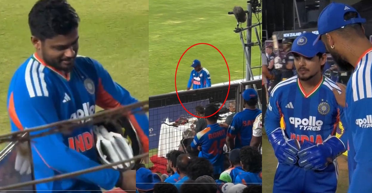 കീപ്പറല്ലെന്ന് അറിഞ്ഞത് അവസാന നിമിഷം, നിരാശയോടെ ഹെൽമറ്റും ഗ്ലൗസും തിരികെവച്ചു; ഫീൽഡിൽ തലകുനിച്ച് സഞ്ജു– വിഡിയോ