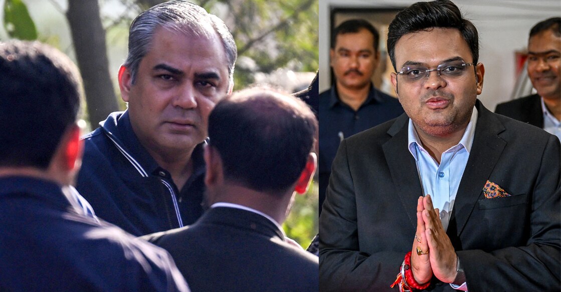 പിസിബി ചെയർമാൻ മൊഹ്‌സിൻ നഖ്‌വി (
FAROOQ NAEEM / AFP), ഐസിസി ചെയർമാൻ ജയ് ഷാ (Photo by Punit PARANJPE / AFP)