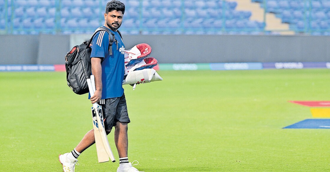 സഞ്ജു സാംസൺ പരിശീലനത്തിനിടെ