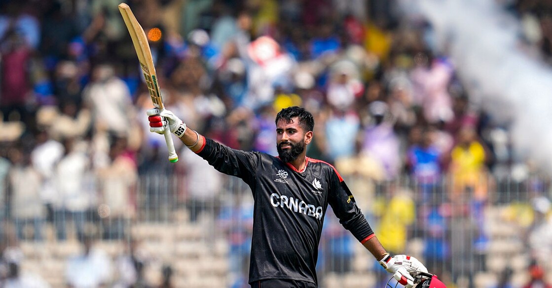 ട്വന്റി20 ലോകകപ്പിൽ ന്യൂസീലൻഡിനെതിരായ മത്സരത്തിൽ സെഞ്ചറി നേടിയ കാനഡ ബാറ്റർ യുവരാജ് സമ്ര (PTI Photo/R SenthilKumar)