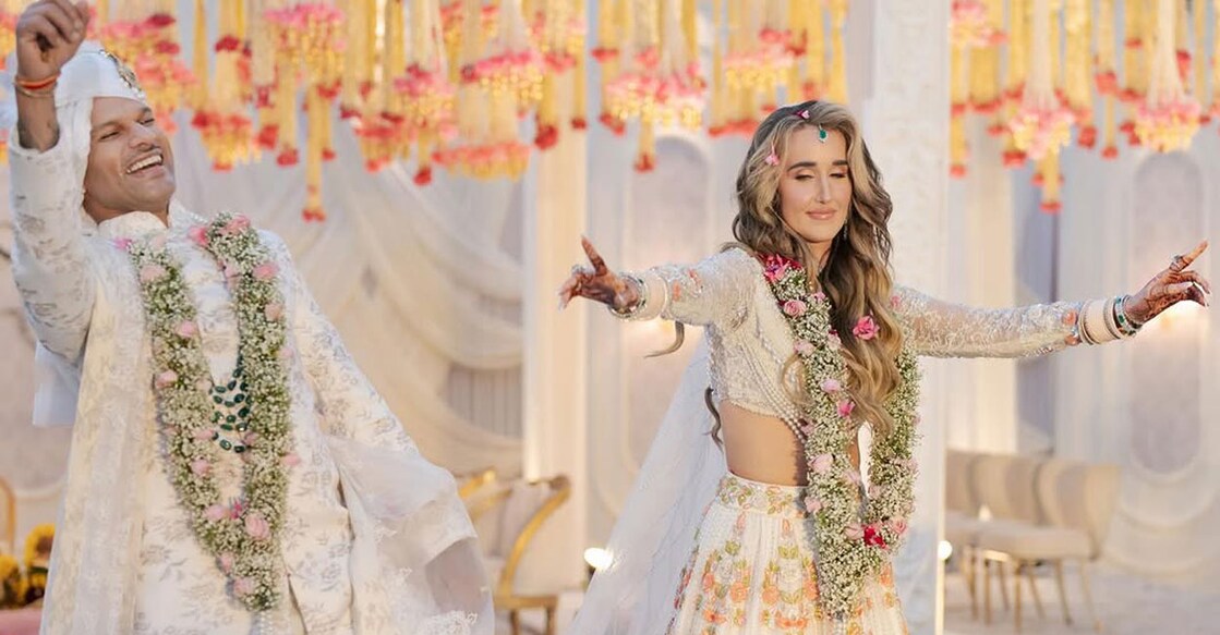 ശിഖർ ധവാനും സോഫി ഷൈനും തമ്മിലുള്ള വിവാഹച്ചടങ്ങിൽനിന്ന്  (Instagram/shikhardofficial/)