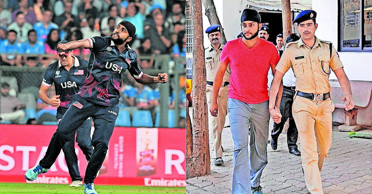 റെയിൽവേ സ്റ്റേഷനിലേക്ക് കാർ ഇടിച്ചുകയറ്റിയ പ്രതി, ഇന്ത്യയിൽ കോഴ വിവാദത്തിലും പെട്ടു; ഇന്ന് ലോകകപ്പിൽ യുഎസിന്റെ ഹീറോ