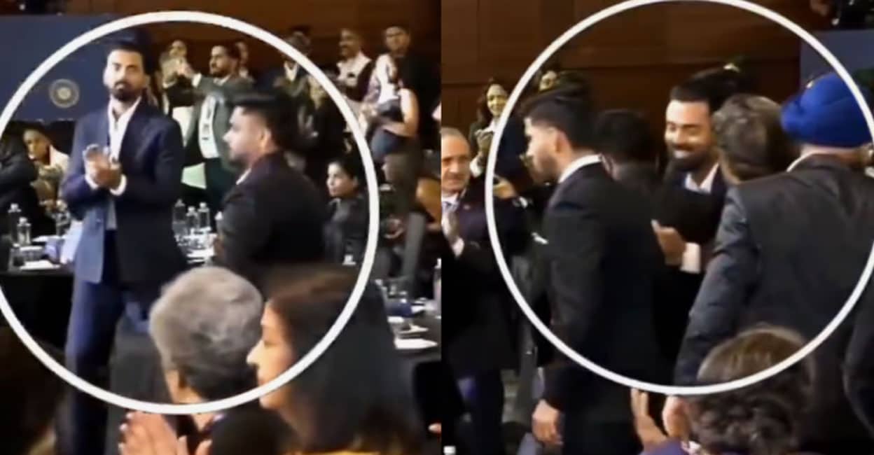 സ്റ്റേജിലേക്ക് പോകുമ്പോൾ ചിരിച്ചു കാണിച്ചു; ക്യൂവിൽനിന്നു മാറി, പുറകോട്ടു വന്ന് കെട്ടിപ്പിടിച്ച് സഞ്ജു– വൈറൽ വിഡിയോ