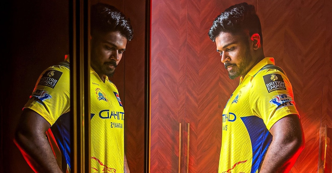 സഞ്ജു സാംസൺ ചെന്നൈ സൂപ്പർ കിങ്‌സ് ജഴ്‌സിയിൽ X/@diligentdarshan