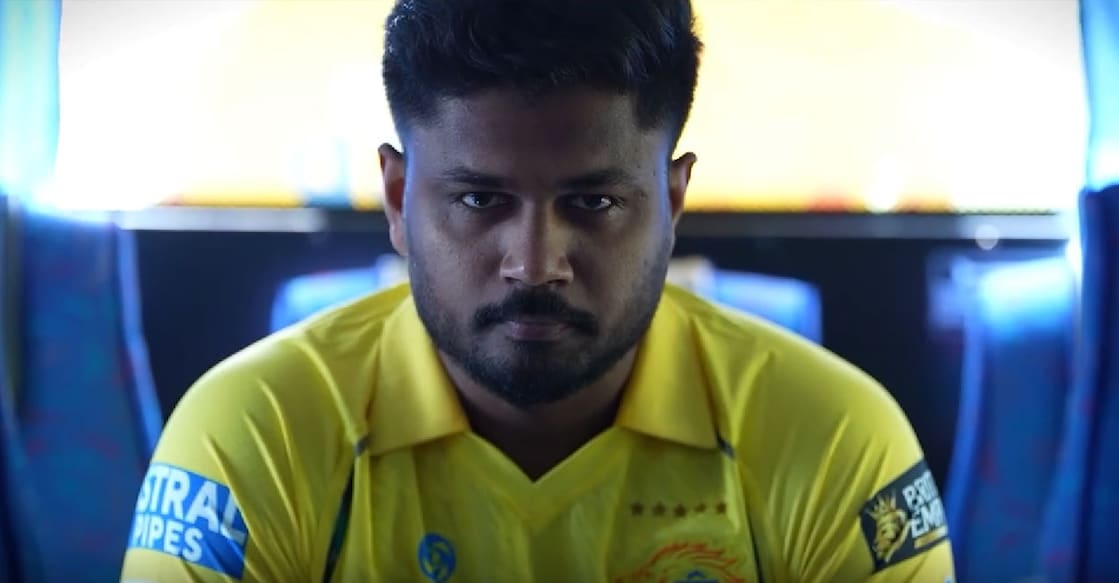 സഞ്ജു സാംസണെ അവതരിപ്പിച്ചുകൊണ്ട് ചെന്നൈ സൂപ്പർ കിങ്സ് പങ്കുവച്ച വിഡിയോയിൽനിന്ന്. (Instagram/chennaiipl/)