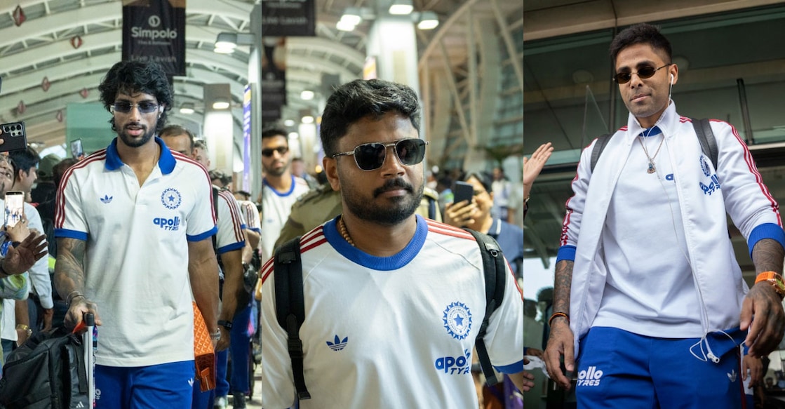 തിലക് വർമ,സഞ്ജു സാംസൺ, സൂര്യകുമാർ യാദവ് എന്നിവർ അഹമ്മദാബാദ് വിമാനത്താവളത്തിൽ