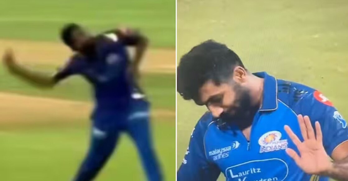 ആർസിബിക്കെതിരായ മത്സരത്തിൽ സ്പെൽ എറിഞ്ഞശേഷം രോഷത്തോടെ വരുന്ന ജസ്‌പ്രീത് ബുമ്ര. X/@deepu_drops