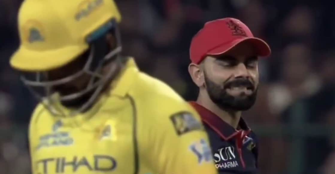 ചെന്നൈ– ആർസിബി മത്സരത്തിൽ സഞ്ജു സാംസൺ പുറത്തായപ്പോൾ വിരാട് കോലിയുടെ പ്രതികരണം. Instagram/cricket._.lovers007